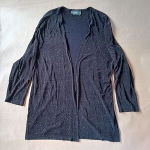 Vintage Filigree Ltd. Collection Black Sparkly Open Jacket Duster 31” Long